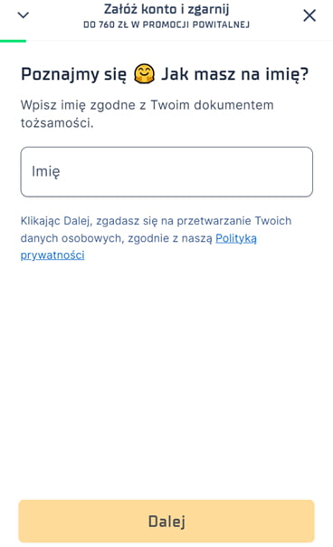 Rejestracja w STS - formularz. Załóż konto. Wpisz imię