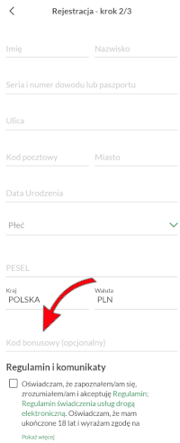 Rejestracja w PZBuk - 2. ekran
