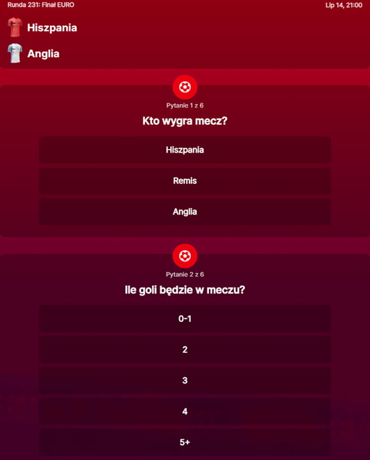 Przykładowa runda SuperGame - darmowej gry bukmachera Superbet. Pytania w rundzie.