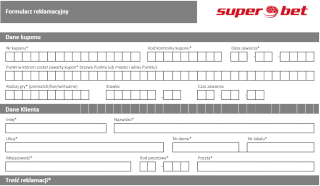 Problemy z bukmacherem - formularz reklamacji Superbet