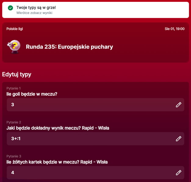 Przykładowa runda gry SuperGame bukmachera Superbet - pytania i typy