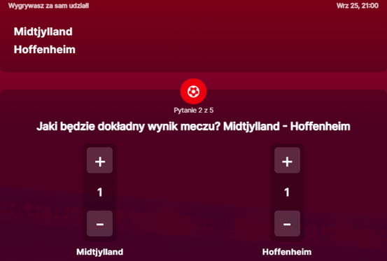 SuperGame w Superbet - typ bukmacherski na 247. rundę (Jaki będzie dokładny wynik meczu Midtjylland–Hoffenheim?)