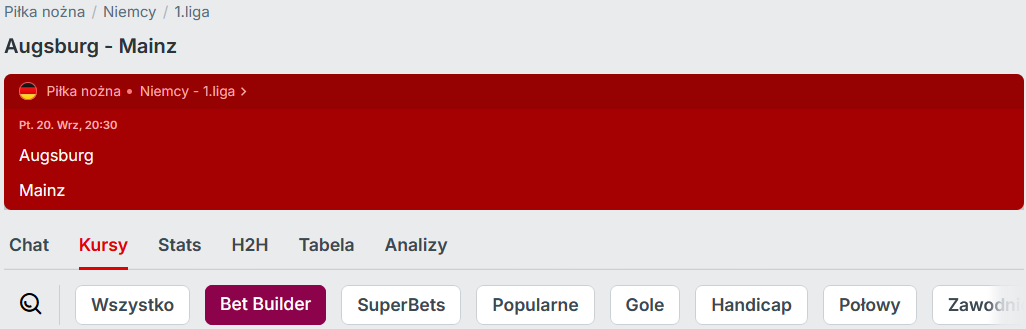 Zakłady bukmacherskie na Bundesligę - betbuilder w Superbet