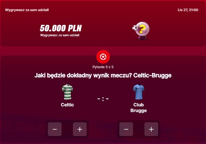 SuperGame w Superbet - typ bukmacherski na 259. rundę (Celtic Glasgow - Club Brugge)