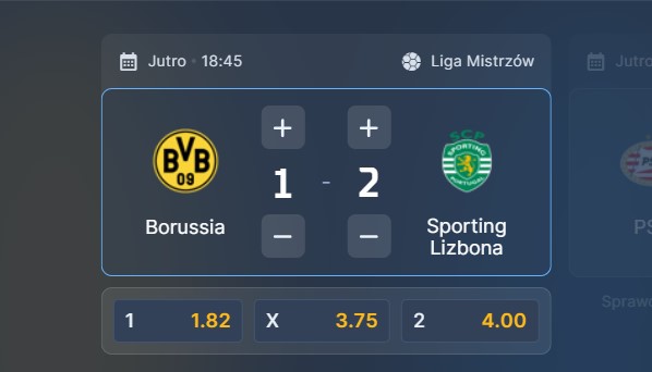 Wizjoner w STS - typ bukmacherski na 105. kolejkę (Borussia Dortmund - Sporting Lizbona)