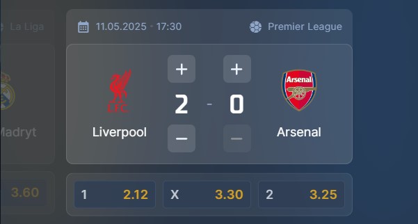 Wizjoner w STS - typ bukmacherski na 125. kolejkę (Liverpool - Arsenal)
