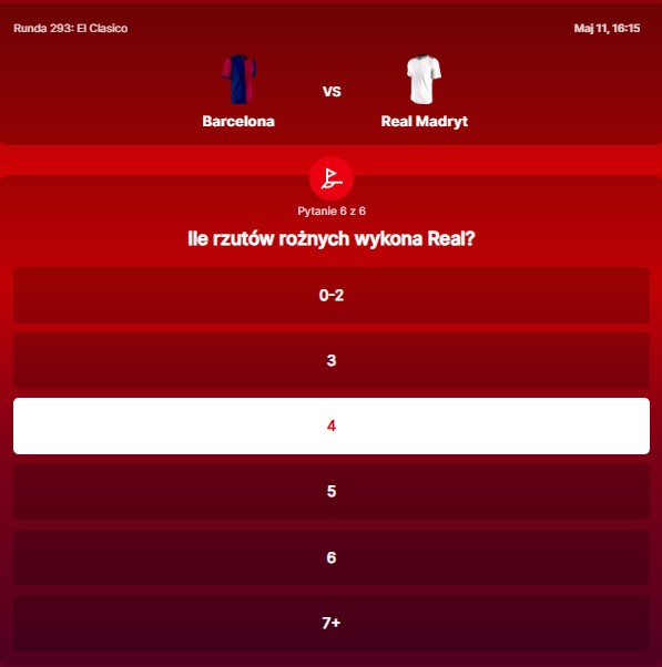 SuperGame w Superbet - typ bukmacherski na 293. rundę (FC Barcelona - Real Madryt)