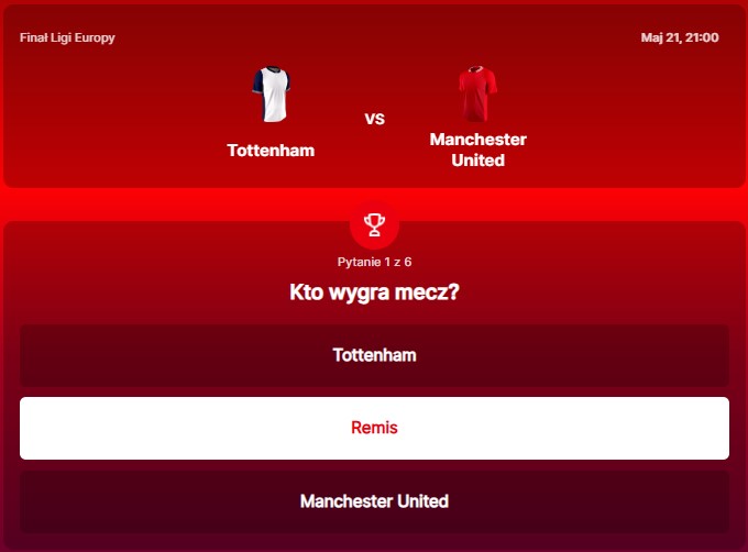 SuperGame w Superbet - typ bukmacherski na 295. rundę (Tottenham - Manchester United)