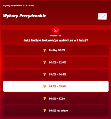 SuperGame w Superbet - typ bukmacherski na 294. rundę (Wybory Prezydenckie - I tura)