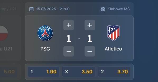 Wizjoner w STS - typ bukmacherski na 135. kolejkę (PSG - Atletico Madryt)