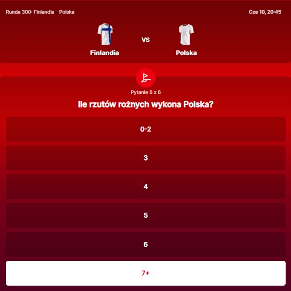 SuperGame w Superbet - typ bukmacherski na 300. rundę (Finlandia - Polska)