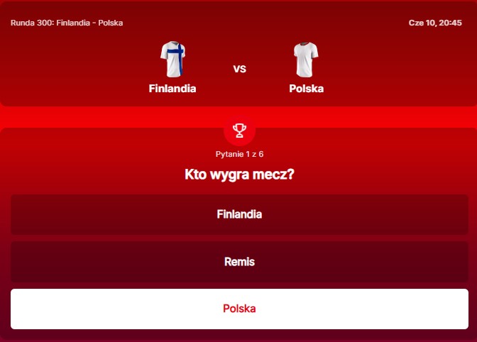 SuperGame w Superbet - typ bukmacherski na 300. rundę (Finlandia - Polska)