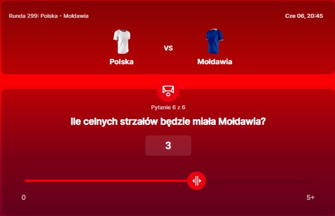 SuperGame w Superbet - typ bukmacherski na 299. rundę (Polska - Mołdawia)