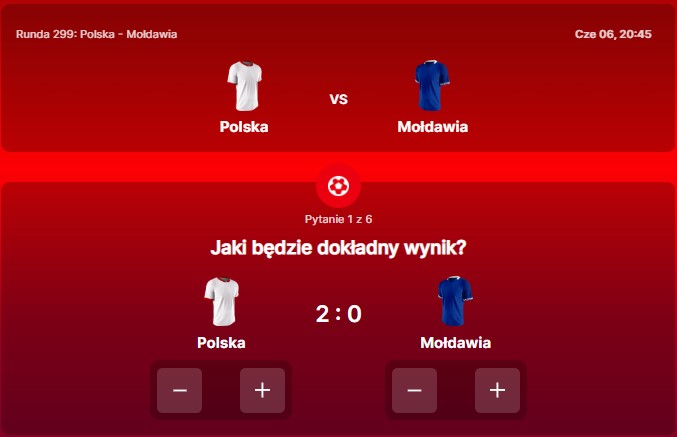 SuperGame w Superbet - typ bukmacherski na 299. rundę (Polska - Mołdawia)