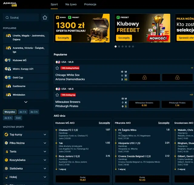 Сайт букмекерской конторы AdmiralBet - скриншот