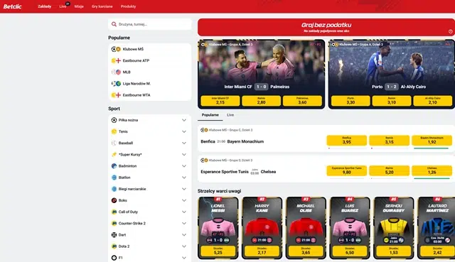 Сайт букмекерской конторы Betclic - скриншот