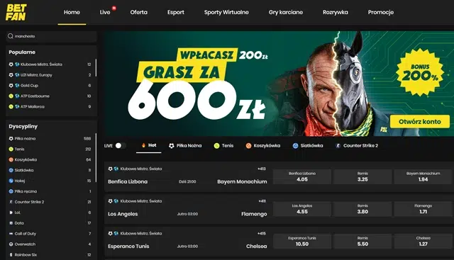 Сайт букмекерской конторы Betfan - скриншот