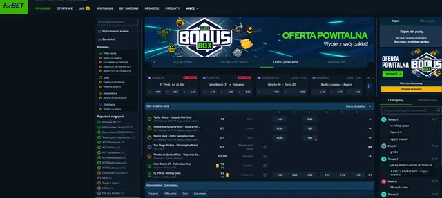 Сайт букмекерской конторы forBET - скриншот