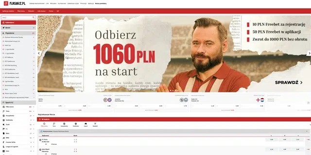Сайт букмекерской конторы Fuksiarz - скриншот