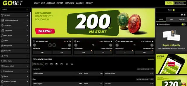 Сайт букмекерської контори GOBET - скріншот
