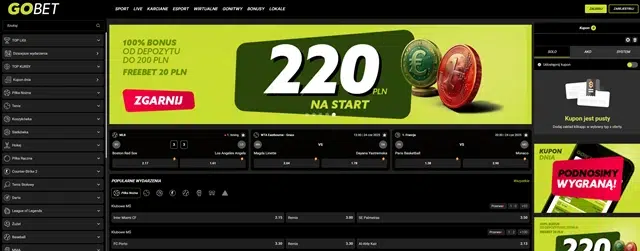 Сайт букмекерской конторы GOBET - скриншот