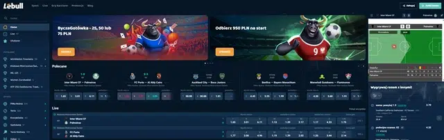 Сайт букмекерской конторы Lebull - скриншот