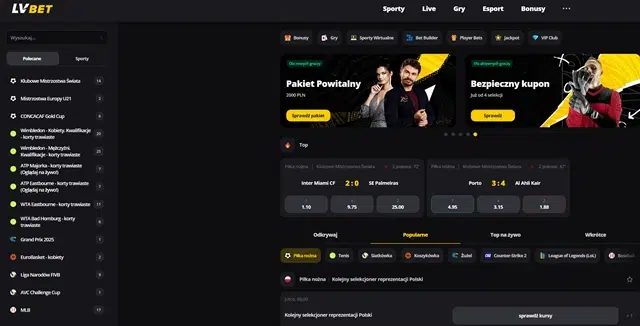 Сайт букмекерской конторы LV BET - скриншот