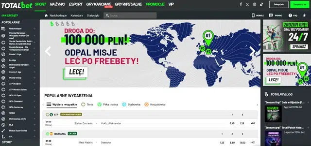 Сайт букмекерської контори TOTALbet - скріншот